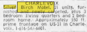Silver Birch Motel - May 1973 For Sale